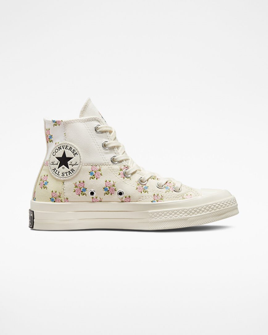 Tenis Converse Chuck 70 Patchwork Floral Cano Alto Feminino Bege Branco | PT K085073